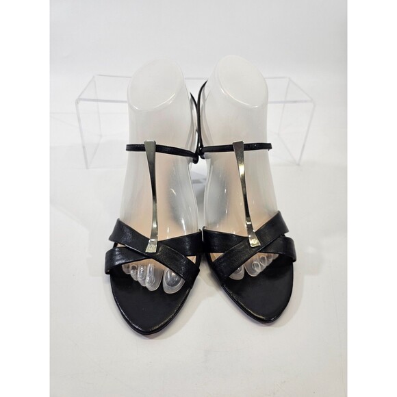 Giorgio Armani Black Leather Strappy High Heels Sandals Pumps Women's 38.5 EUC - Picture 4 of 9